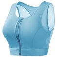 thumbnail image 1 of Xfvqtps Front Zipper Sports Bra for Women Back Mesh Breathable Racerback Yoga Workout High Impact Sports Bra Blue, 1 of 3