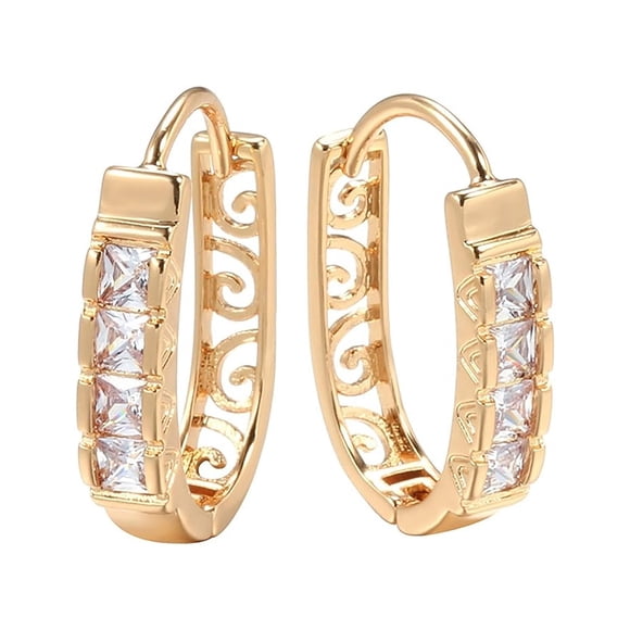 Riforla Women's Hollow Zirconia Earrings Gold Elegant Rhinestone Hoop Earrings Jewelry Women's Valentine's Day Gift Womens Jewelry Gold