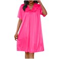 thumbnail image 1 of Timegard Robe de Nuit pour Femmes Col en V Manches Courtes Tenue d'Intérieur Décontractée Ample Confortable Robe de Maison Couleur Unie, 1 of 4