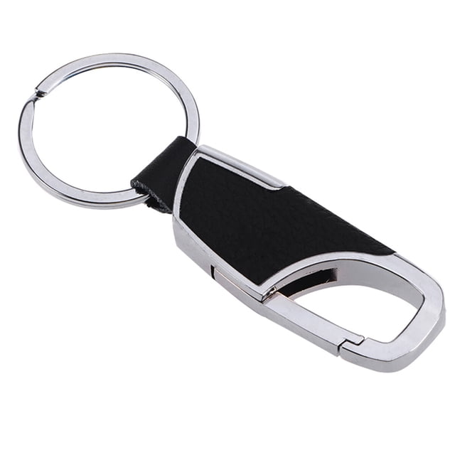 Men's Leather Key Ring Chain Metal Keychain for Home (Silver)
