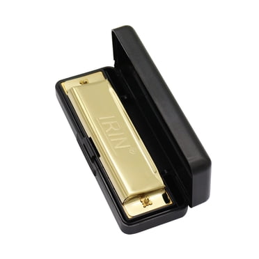 IRIN Harmonica C à Clé Dorée 10 Trous avec 20 Tons, Frites en Résine ABS, Ressort en Alliage de Cuivre Phosphorisé, Couvercle Chromé, Design Compact pour Débutants et Amateurs de Musique