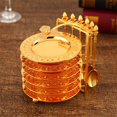 thumbnail image 3 of GROWTH TANK Zinc Alloy Dinnerware Set Plate Spoon Golden with Storage Rack Organizer Dish, 3 of 8