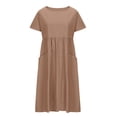thumbnail image 4 of Gspmoly Robes d'Été pour Femmes 2025, Mode Femmes Été Décontracté Col Rond Manches Courtes Taille Haute Robe Robes Formelles pour Femmes Économies d'Été Liquidation, 4 of 6