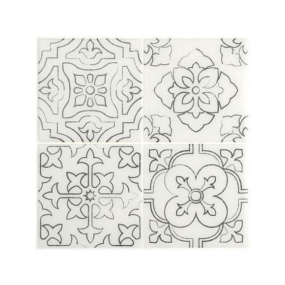 Smart Tiles Dosseret Autocollant à Peler et Coller, 5 Carreaux Adhésifs, Blanc Vintage, 9"x9"