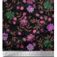 thumbnail image 1 of Soimoi polyester Crepe Fabric Dot,Leaves & Flower Print Fabric by The Yards 52 Inch Wide, 1 of 1