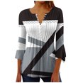 thumbnail image 1 of Birdeem T-Shirt Mode Imprimé pour Femmes Manches 3/4 Blouse Col en V Hauts Décontractés, 1 of 12