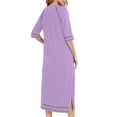 thumbnail image 4 of Besolor Robe de Nuit à Fermeture Éclair pour Femme, Col Ras du Cou, Manches 3/4, Peignoir, Robe de Chambre avec Poches, Vêtement de Nuit, P-2TG, 4 of 6
