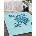 thumbnail image 3 of Ahgly Company Tapis d'Intérieur Lavable en Machine Carré Transitionnel Bleu Électrique, 3 Pieds Carré, 3 of 7