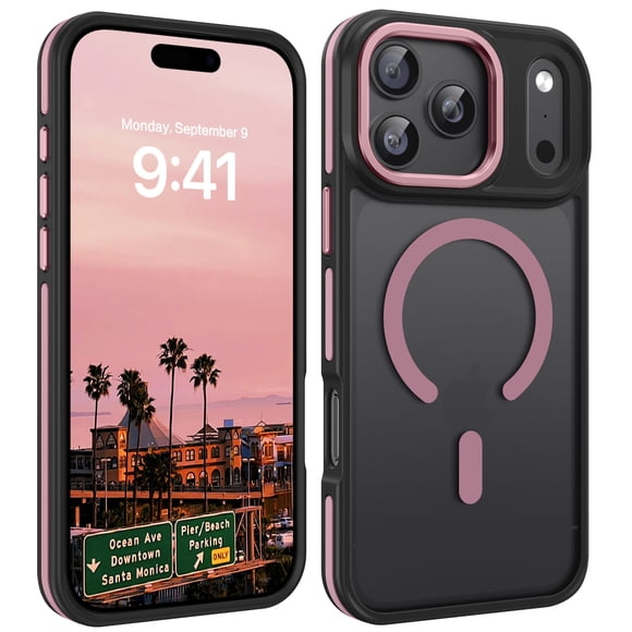 VENINGO Magnetic Phone Case for iPhone 17 Pro Max 6.9" Compatible with Mag-safe,Translucent Matte Shockproof Scratch Resistant iPhone 17 Pro Max Case,Pink