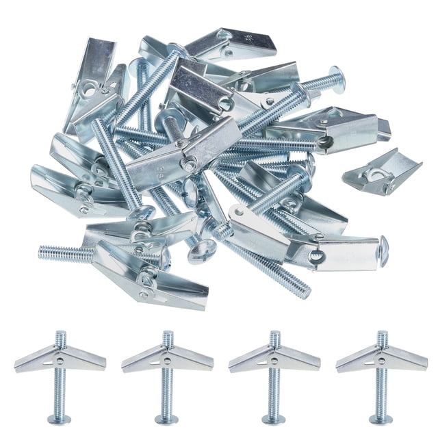 Uxcell Lot de 20 Ancres pour Boulons à Ressort à Bascule, Filetage Mâle 3/8"x3" à Ressort, Tête Ronde pour Boulon à Bascule Mural Creux