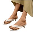 thumbnail image 4 of RKSTN Pantoufles pour Femmes à Bout Carré, Chevrons Cousus, Plage, Talon Fin, Talon Moyen, Sandales; Pantoufles pour Femmes Intérieur Extérieur, 4 of 5