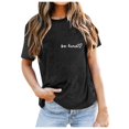 thumbnail image 1 of LUOGENLI T-shirts pour Femme pour Femmes Dames Mode Décontractée Couleur Unie Col Rond T-Shirt à Lettres Imprimées Manches Courtes Haut T-shirts pour Femmes T-shirts Graphiques T-shirts Amusants Vêtements d'Été Noir G, 1 of 5