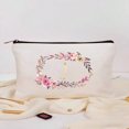 thumbnail image 1 of Lindbes Letter A-Z Flower Print Makeup Bag  Gift For Girls  Cute Retro Simple Fashion Letter Pattern Printed Bag Storage Bag Cosmetic Pouch For Small Items Storage Storage Bag  Makeup Sto, 1 of 7