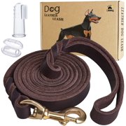 YSTINNG Leather Dog Leash 8ft, Heavy Duty Dog Leash, Strong and Sturdy Leather Braided Dog Leash, Soft and Comfortable Leather Leash for Medium Large Dogs Training and Walking DYF329-2177
