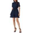 thumbnail image 1 of INSPIRE CHIC Women's Dress Peter Pan Collar Ruffle Cuff A-Line Layered Dress L Dark Blue, 1 of 6
