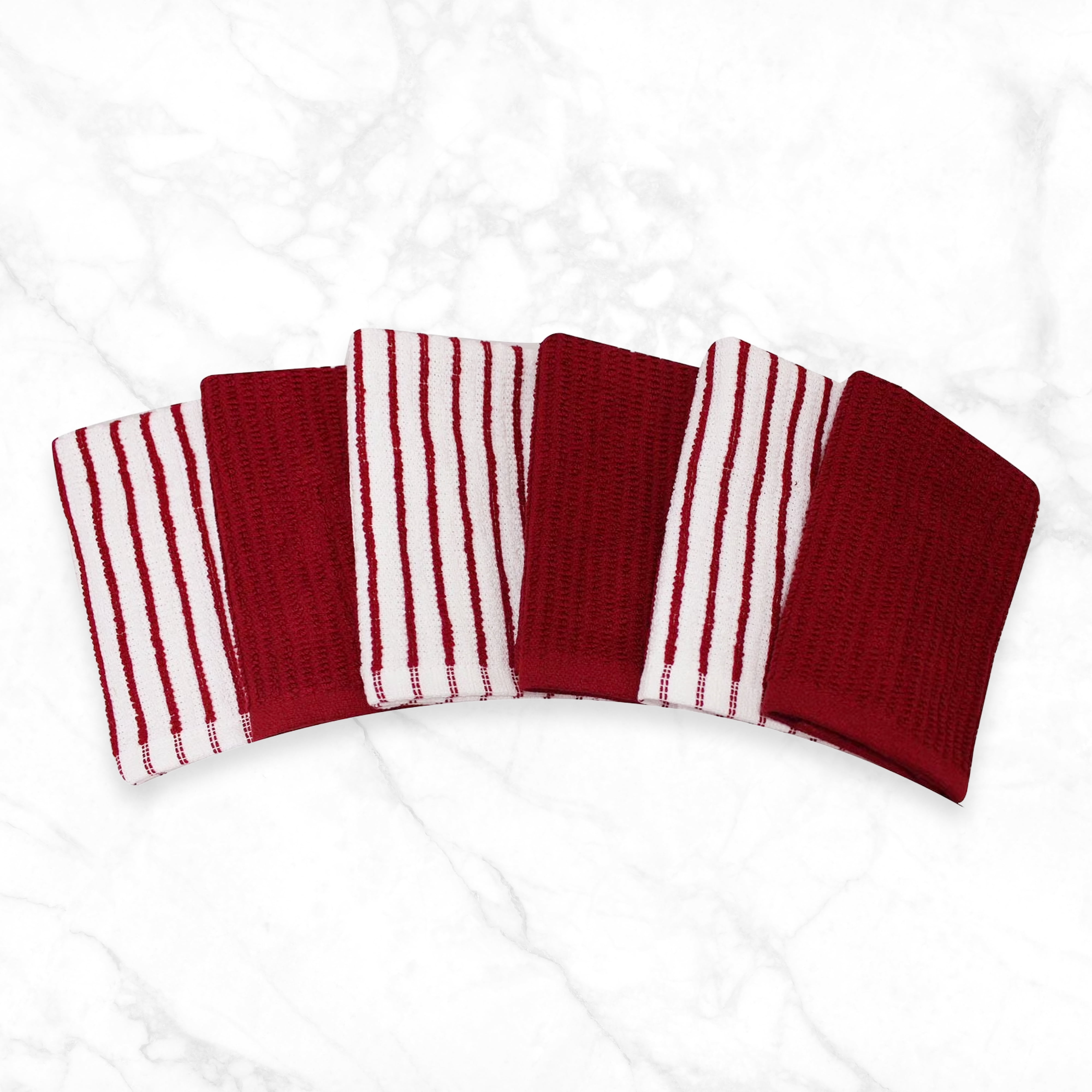 Lot de 6 torchons à vaisselle Hometrends Bar Mop, 100 % coton, rouges