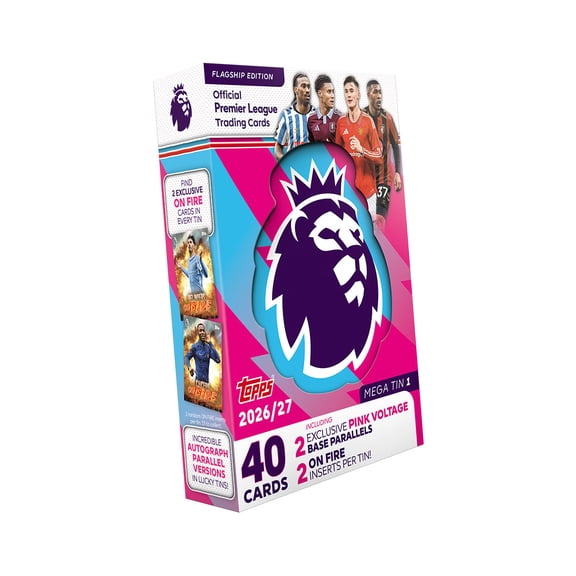2026-27 Topps Premier League Flagship Cards - Pink Mega Tin #1 (40 Cards + 4 Exclusives)
