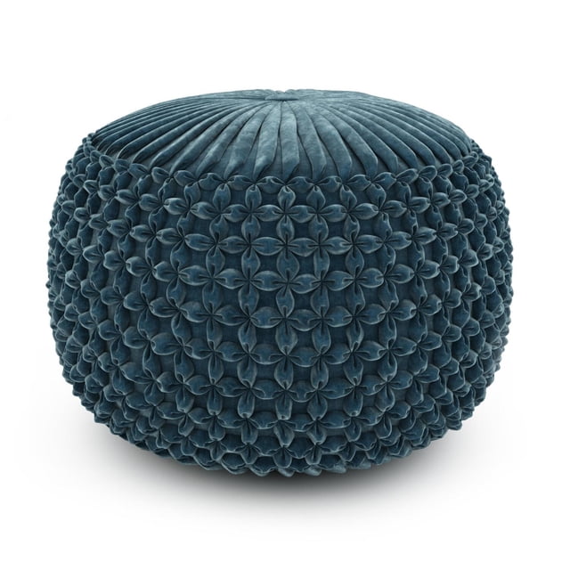SIMPLIHOME Renee Round Poufs, 20 inch, Teal