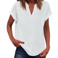 thumbnail image 1 of WEIYLL Womens T Shirts Summer Loose Fit V Neck Curved Hem Flowy Solid White Tops Sizes XXXXXL, 1 of 5