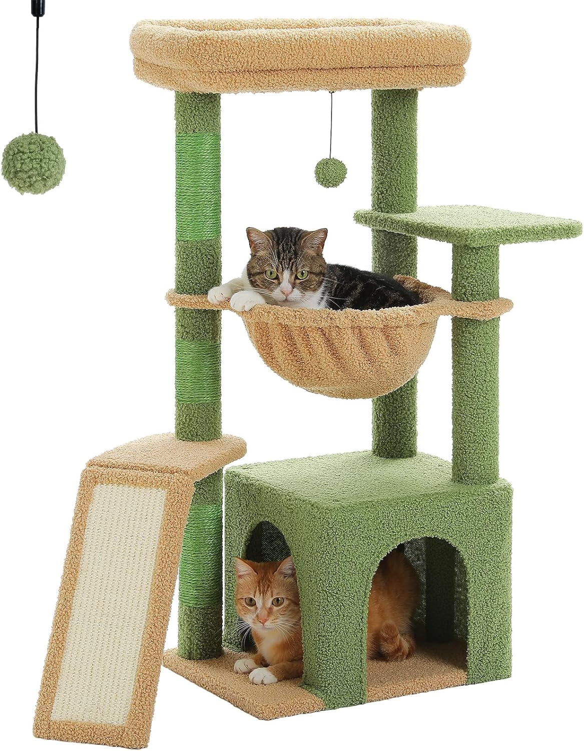 .&#Cat Tree for Indoor Cats Small Cat Tower with Large Condo Cat Scratching Posts Cozy Hammock and Scratching Ladder for Kittens Pink