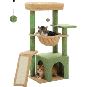 .&#Arbre de chat pour les chats intérieurs Petite tour de chat avec grand Condo Cat Scratching Posts Cozy Hammock et Échelle de Scratting pour chatons rose