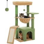 .&#;Arbre de chat pour les chats intérieurs Petite tour de chat avec grand Condo Cat Scratching Posts Cozy Hammock et Échelle de Scratting pour chatons rose