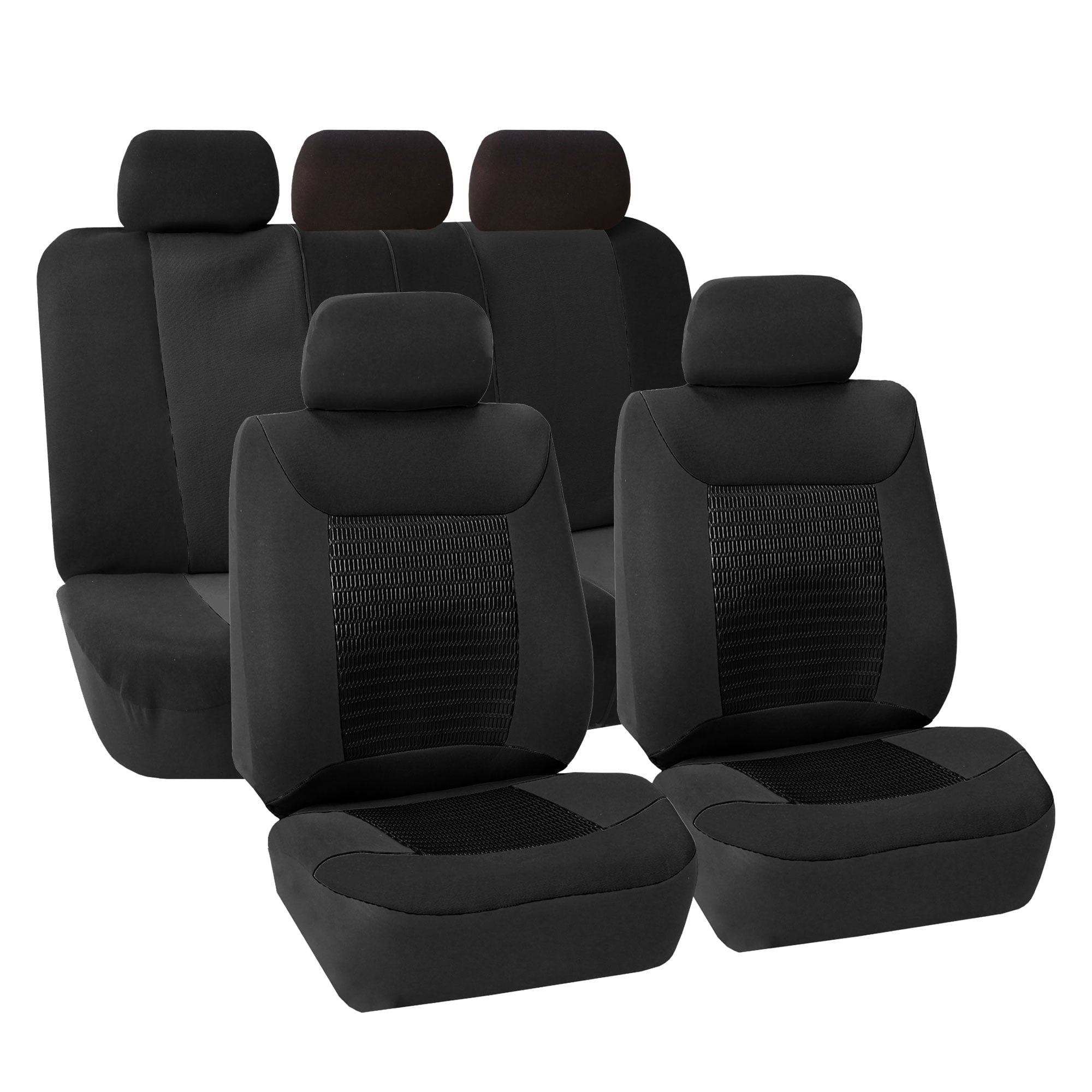 FH Group Universal Car Seat Covers Full Set- Premium Fabric & 3D Air Mesh for Trendy Look
