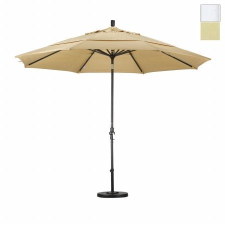 11' Aluminum Market Umbrella Collar Tilt DV Matted White/Sunbrella/Ant.Beige