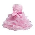 thumbnail image 1 of MIASHUI Robe de Concours pour Filles, Robe de Fête à Volants avec Fleurs, Robe de Bal de Mariage pour Enfants, Robe de Princesse Formelle, Rose, 3-4 Ans, 1 of 4