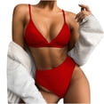 thumbnail image 1 of Qertyioot Women's Swimsuit Set Sexy With Chest Pad Without Underwire Solid Split, 1 of 6