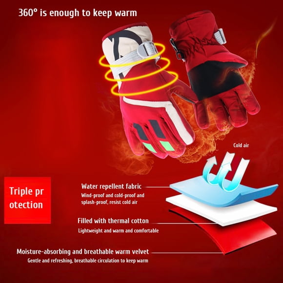 Mitaines pour Enfants Gants d'Hiver Coupe-Vent Imperméables Gants de Ski Antidérapants Doublés en Polaire Gants Chauds pour Garçons Filles Patinage Extérieur Cyclisme Course