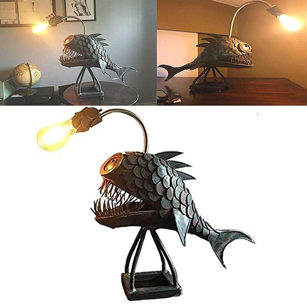 Retro Table Lamp Angler Fish Decorative Lamp Lamp Decorative Lamp Table with Decorative Flexible Lamp Head Artistic Table Lamp for Home Bar Cafe
