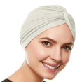 thumbnail image 1 of Beemo Womens Swim Cap Bathing Turban-Polyester Twisted Pleated Turban Head Cover - Ivory, 1 of 1