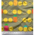 thumbnail image 3 of Soimoi Green Poly Georgette Fabric Pine & Lemon Slices Fruits Decor Fabric Printed Yard 52 Inch Wide, 3 of 5