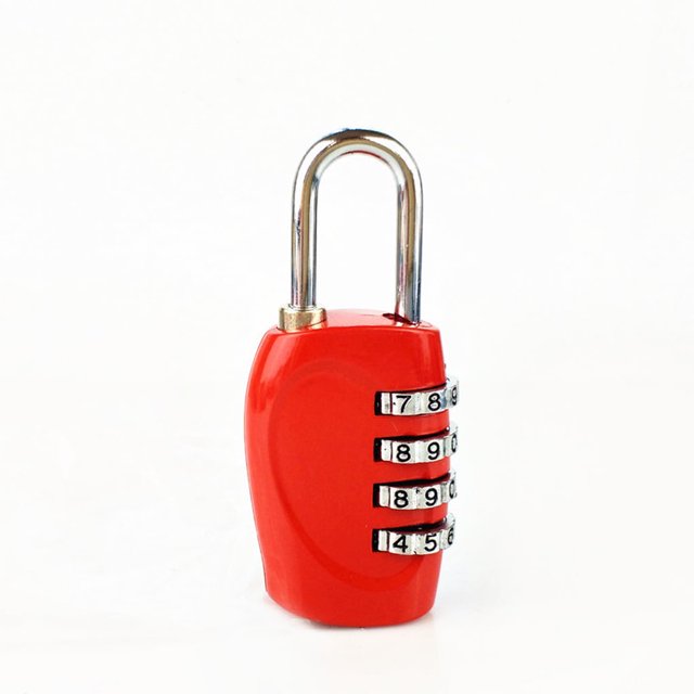 QualitChoice Office School 4-digit Combination Lock Camping Portable Suitcase Luggage Locker Drawer Gate Door Resettable Padlock Dark red 1Set
