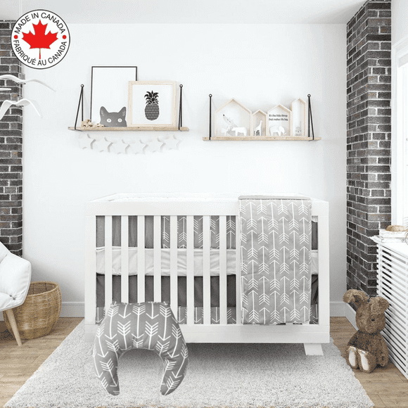 Bebelelo Literie pour Bébé Minimaliste à Flèches Volantes avec Coussin d'Alimentation Assorti (Ensemble de Literie de Bassinette 5 Pcs, #83fp)