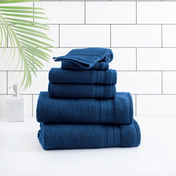 hometrends Solid Bath Towel 6-Piece Set, Navy