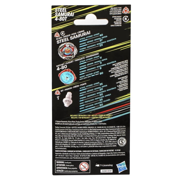Beyblade X Steel Samurai 4-80T Top Booster Pack Set - Walmart.ca