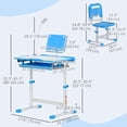 thumbnail image 3 of Qaba Kids Desk and Chair Set Height Adjustable Student Writing Desk, Blue, 3 of 10