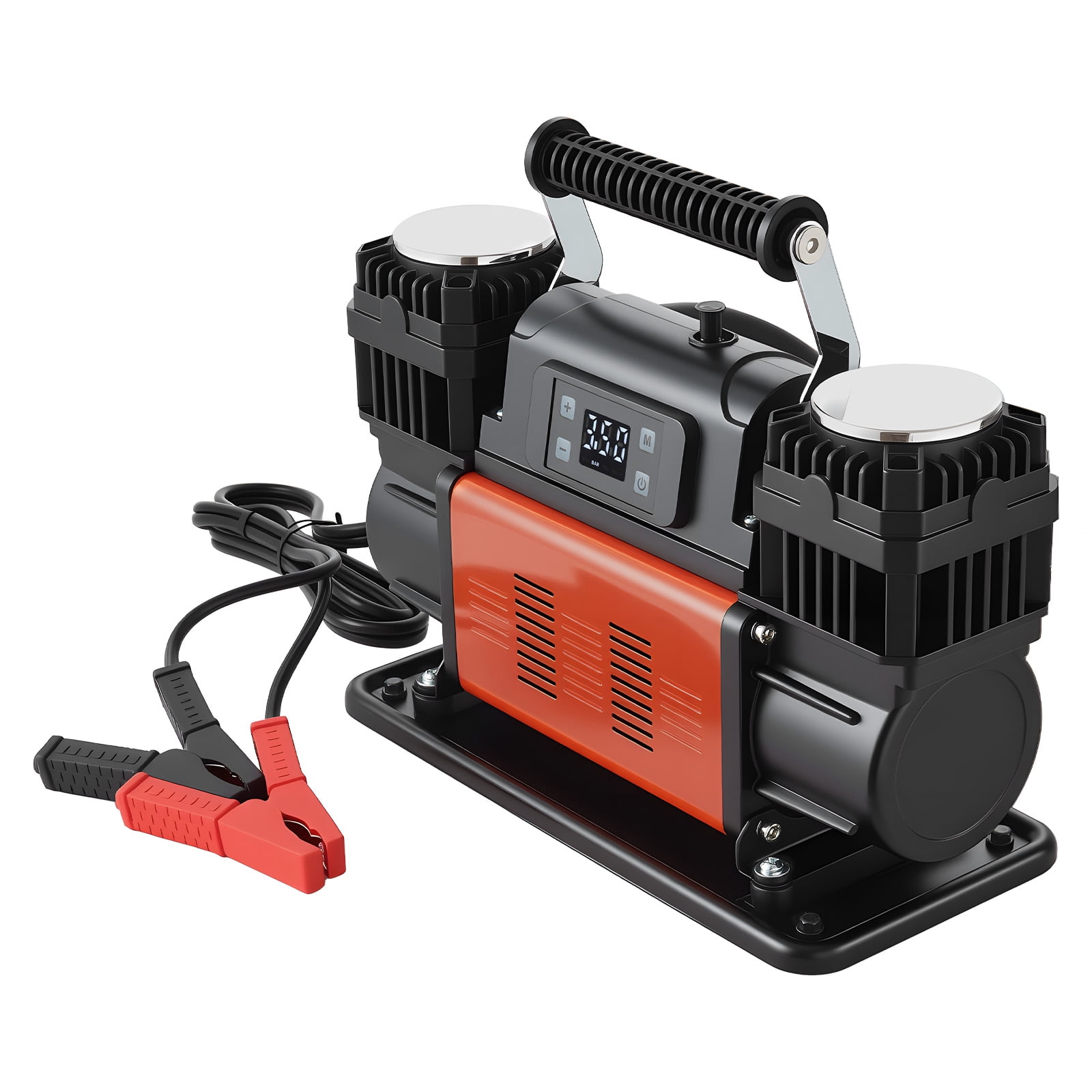 Compresseur d'air VEVOR à double cylindre, 10.6CFM, gonfleur de pneus portable 12V 150PSI avec affichage numérique LCD et adaptateurs