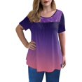 thumbnail image 3 of AMERTEER Femmes Mode Dentelle Uni à Empiècements Col Rond Manches Courtes T-Shirt Blouse Hauts T-Shirt pour Femmes, 3 of 6