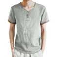 thumbnail image 1 of BOBOGOJP Chemises Classiques à Manches Courtes pour Hommes T-Shirt en Coton Col Rond à Manches Courtes (Vert,G), 1 of 3