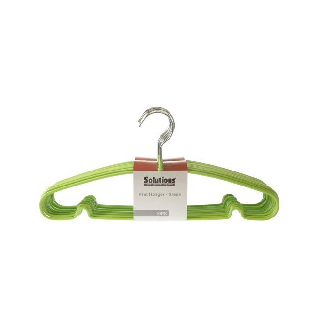Solutions PRET Hanger - Green, Slim, Swivel Hook, Pack of 10
