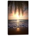 thumbnail image 2 of Tropical Beach with Palm Leaves - Seashore Canvas Art Print, 2 of 3