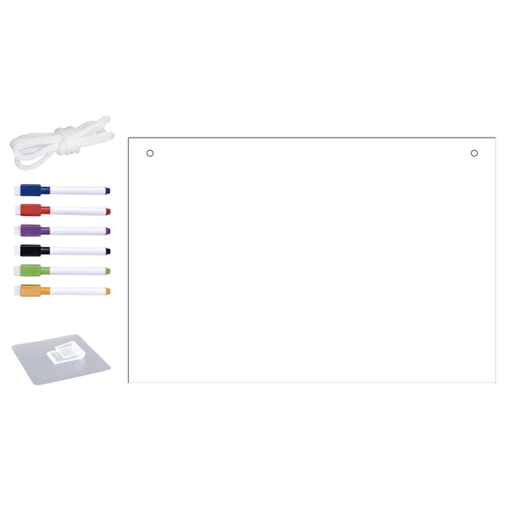 KAKOWELY clear dry erase board 1 Set Clear Dry Erase Board for Wall Writing Memo Board Hanging Frameless White Erasable Board with Markers for Office Home and School