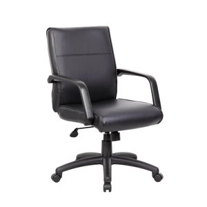 Boss Office Products Exécutif intermédiaire Office Chaise en cuir Plus en noir