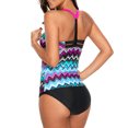 thumbnail image 4 of Débardeur Tankini à Dos en Y Imprimé Zigzag Violet Bleu pour Femmes, 4 of 10