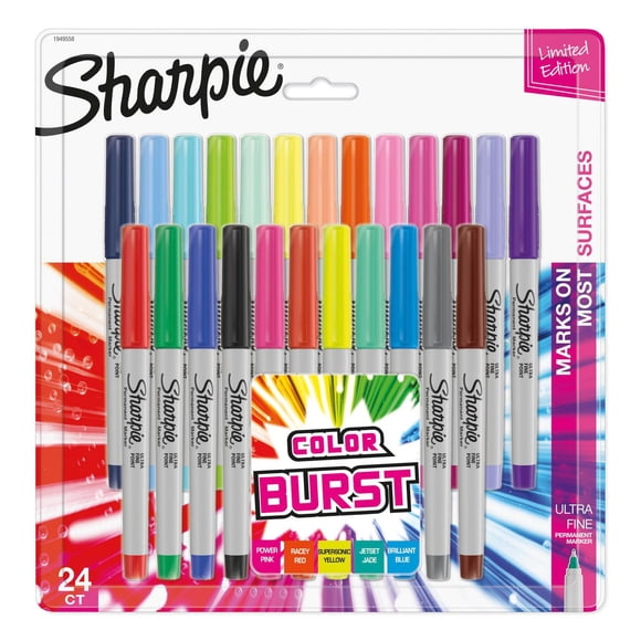 Sharpie Colour Burst Permanent Markers, Ultra Fine Point, Assorted Colours