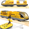 thumbnail image 1 of HYPERLIVING Motorised Wooden Rail Train, Remote Control Train with Magnetic Connection, Battery Operated Locomotive Trains for Toddlers, Compatible with Thomas, Brio, Chuggington, 1 of 8