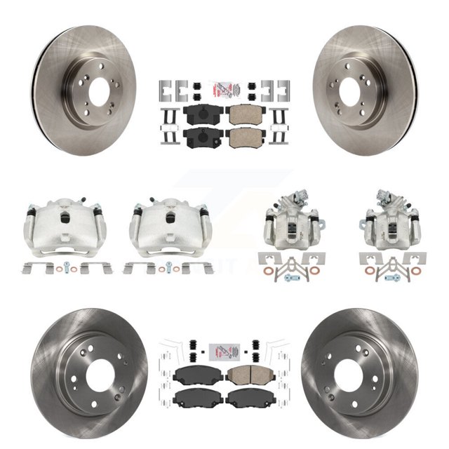 Transit Auto Front Rear Disc Brake Caliper Rotors and Ceramic Pads Kit (10Pc) for Car Honda Civic Acura ILX KC8-102840N
